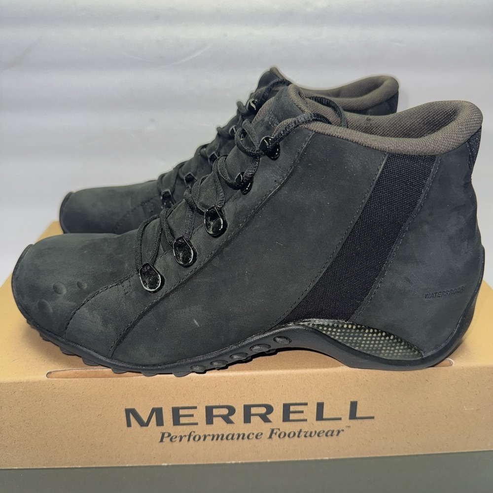 Merrell Women's Illusion Mid Lace Waterproof Black Suede Chukka Boots Size 6